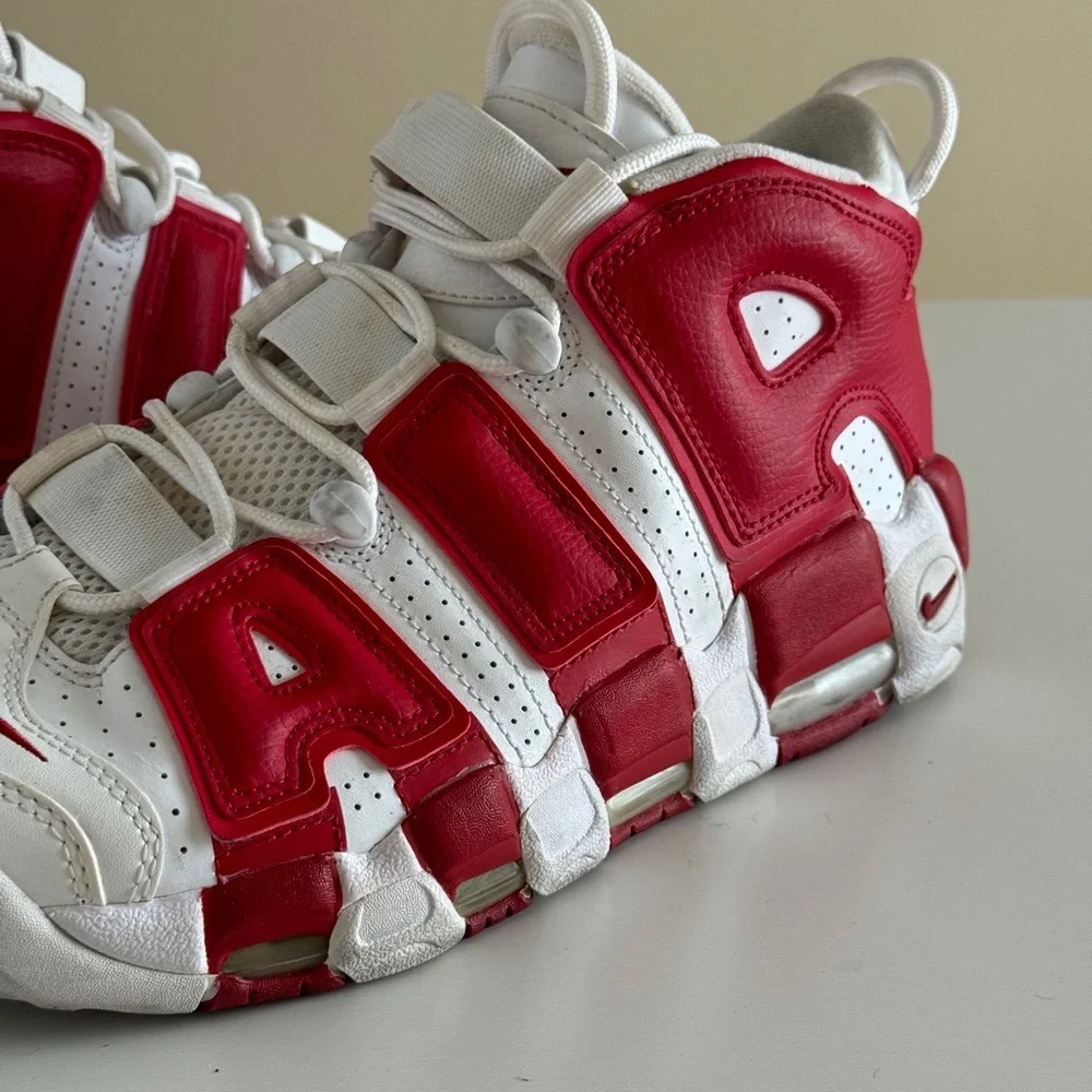 Nike Air More Uptempo Max Varsity White Red EUC 2016 sz 9 - Picture 2 of 9